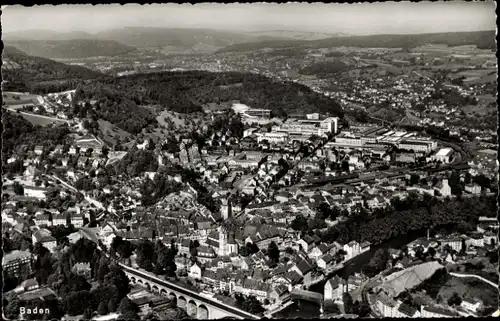Ak Baden Kanton Aargau Schweiz, Gesamtansicht, Luftbild