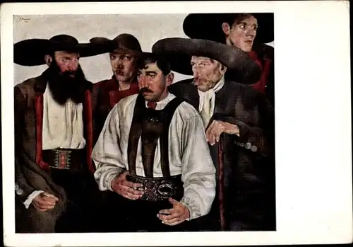 Künstler Ak Padua, Paul, Die Südtiroler, Männer in Tracht, Webers Pinakothek