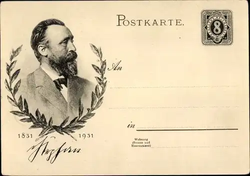 Ganzsachen Ak Heinrich von Stephan, Generalpostdirektor, Jubiläum 1931