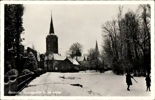 Ak Abcoude Utrecht Niederlande, Dorpsgezicht, Kirche, Winter