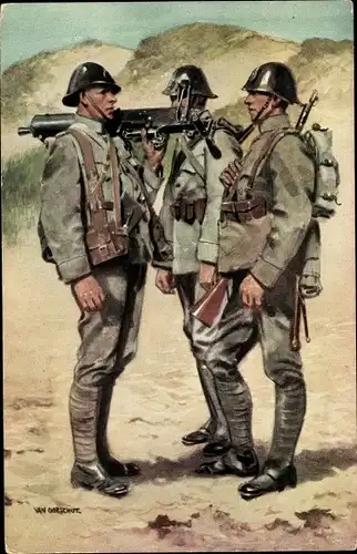 Künstler Ak van Oorschot, Niederländische Soldaten in Uniformen, Infanterie