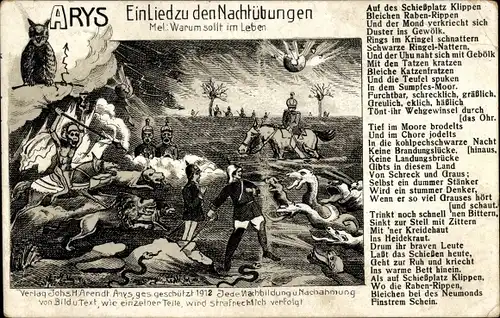 Ak Orzysz Arys Ostpreußen, Truppenübungsplatz, Ein Lied zu den Nachtübungen