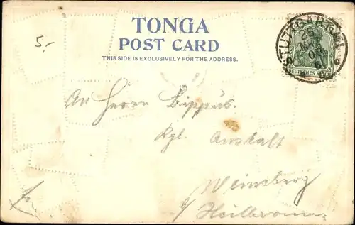 Präge Briefmarken Ak Tonga, Toga, Wappen