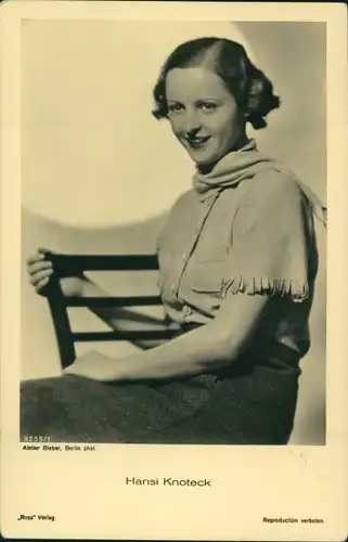 Ak Schauspielerin Hansi Knoteck, Portrait