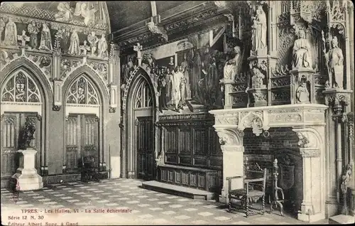 Ak Ypres Ypern Westflandern, Les Halles, VI - La Salle echevinale