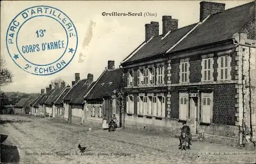 Ak Orvillers Sorel Oise, Straßenpartie, Häuserreihe