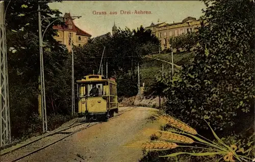 Ak Trois Épis Trois Épis Alsace Haut Rhin, Straßenbahn in Fahrt