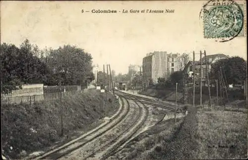 Ak Colombes Hauts de Seine, La Gare und Avenue Note