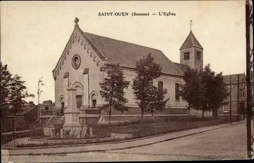 Ak Saint Ouen Somme, The Church, Kirche, Außenansicht