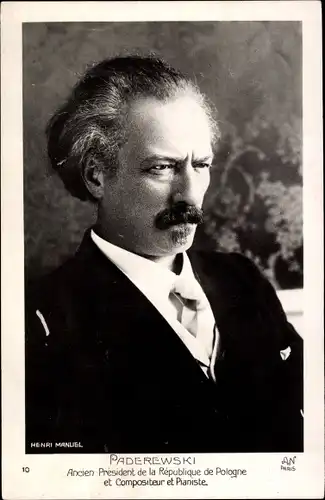 Ak Komponist und Pianist Ignacy Jan Paderewski, erster Ministerpräsident Polens