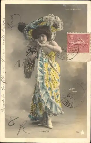 Ak Schauspielerin Dargent, Portrait, Kopfschmuck