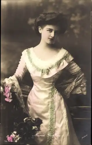 Ak Schauspielerin Maria Gordon, Portrait, Blumen