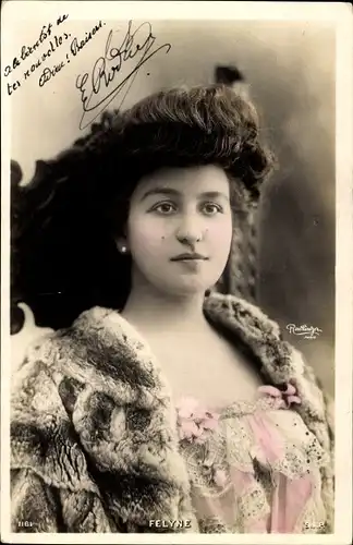 Ak Schauspielerin Felyne, Portrait, Autogramm