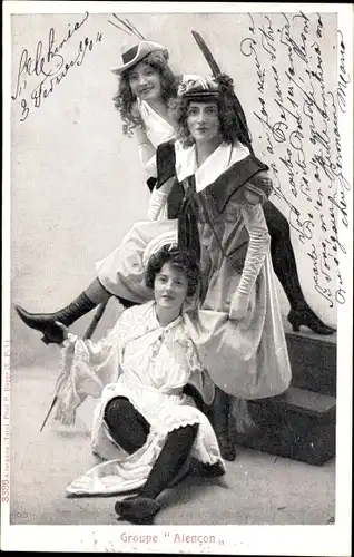 Ak Schauspielerin Gruppe Alencon, Portrait, Künstler, Kostüm