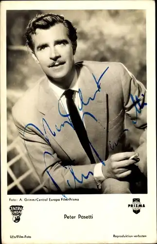 Ak Schauspieler Peter Pasetti, Portrait, Zigarette, Autogramm