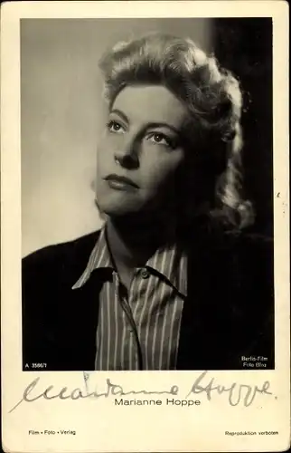 Ak Schauspielerin Marianne Hoppe, Portrait, Autogramm