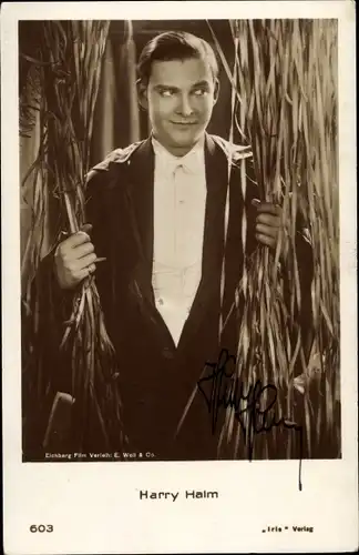 Ak Schauspieler Harry Halm, Portrait, Autogramm