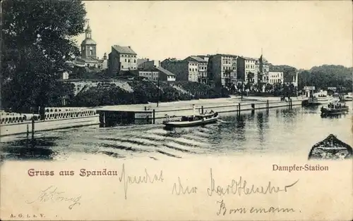 Ak Berlin Spandau, Dampfer-Station