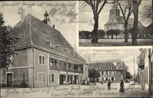 Ak Neuf Brisach Neubreisach Elsass Haut Rhin, Rathaus, Marktplatz