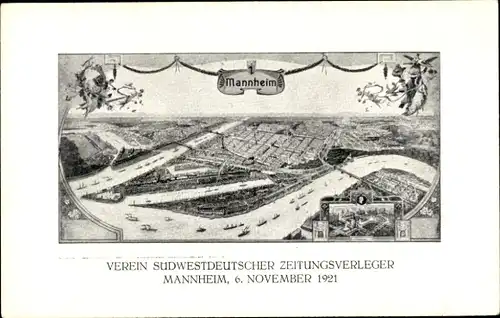 Ak Mannheim in Baden, Verein Südwestdeutscher Zeitungsverleger 1921, Gesamtansicht