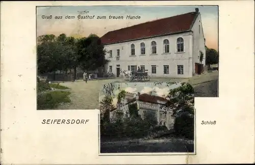 Ak Seifersdorf Wachau Sachsen, Schloss, Gasthof zum treuen Hunde