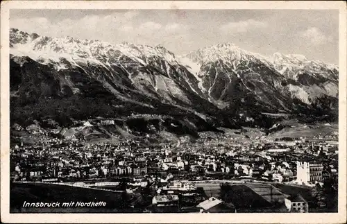 Ak Innsbruck in Tirol, Ortspanorama, Nordkette