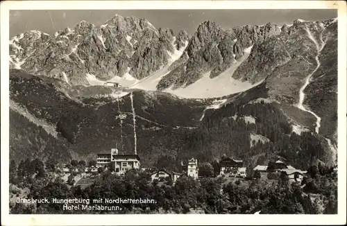 Ak Innsbruck in Tirol, Hungerburg, Nordkettenbahn, Hotel Mariabrunn