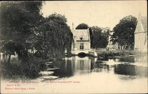 Ak Bruges Brügge Flandern Westflandern, Le Lac d'Amour, La Maison eclusiere