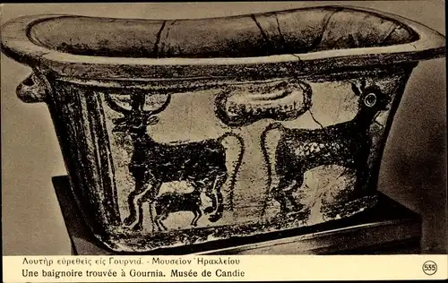 Ak Griechenland, eine Badewanne, gefunden in Gournia, Candia Museum