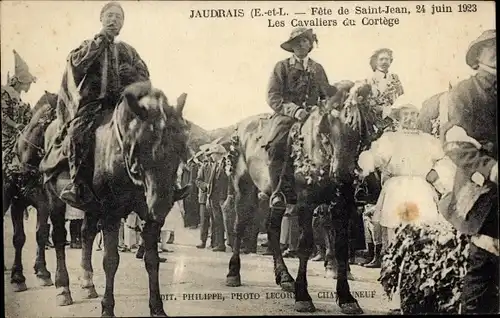 Ak Jaudrais Eure et Loire, Fest des Heiligen Johannes, 1923, Die Kavaliere von Cortège
