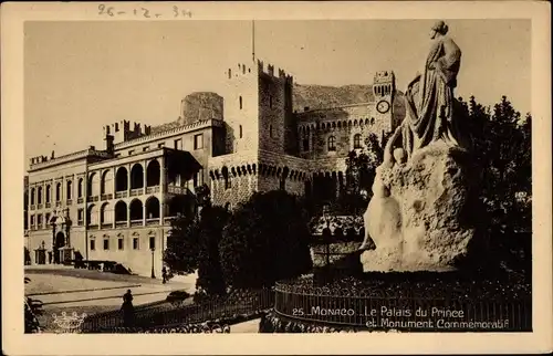 Ak Monaco, Le Palais du Prince, Monument Commemoratif