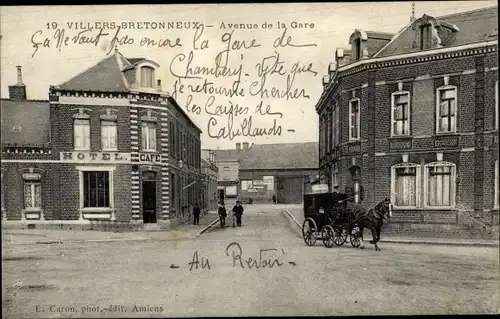 Ak Villers Bretonneux Somme, Avenue de la Gare, Hotel