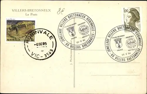 Ak Villers Bretonneux Somme, Poste