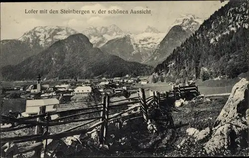 Ak Lofer in Salzburg, Ort mit den Steinbergen von der schönen Aussicht