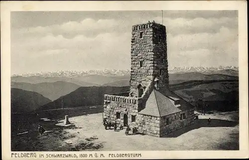 Ak Feldberg im Schwarzwald, Feldbergturm, Gebirgskette