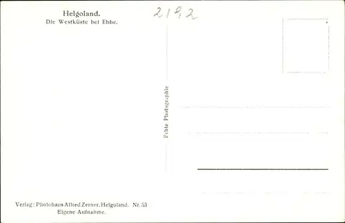 Ak Helgoland, Westküste bei Ebbe