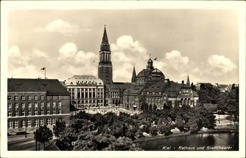 Ak Kiel, Rathaus mit Stadttheater