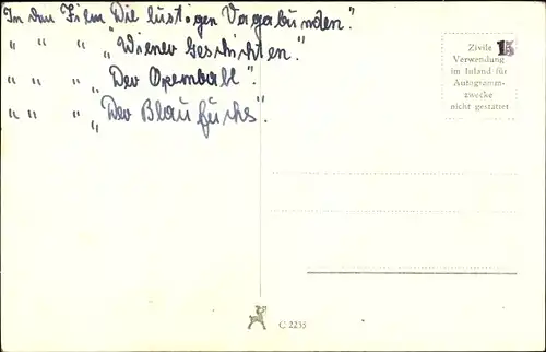 Ak Schauspieler Paul Hörbiger, Portrait mit Fliege, Autogramm