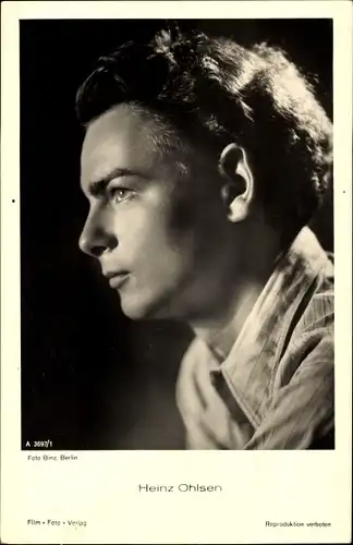 Ak Schauspieler Heinz Ohlsen, Film Foto Verlag A 3697 1, Portrait im Profil, Autogramm