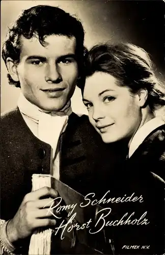 Ak Schauspielerin Romy Schneider, Schauspieler Horst Buchholz, Filmszene Droom Eiland