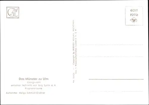 Ak Ulm an der Donau, Münster, Chorgestühl, Prophetenseite