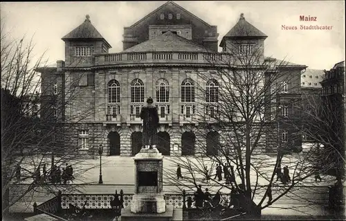 Ak Mainz am Rhein, Neues Stadttheater, Denkmal