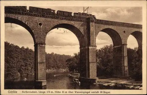 Ak Görlitz in der Lausitz, Neißeviadukt, 30 Bogen, Eisenbahn