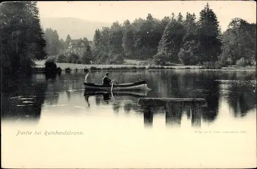 Ak Reinhardsbrunn Friedrichroda im Thüringer Wald, See, Ruderboot, Wasserpartie