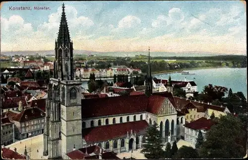 Ak Konstanz am Bodensee, Münster, Panorama