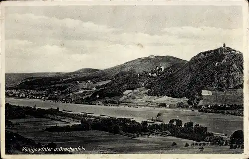 Ak Königswinter am Rhein, Drachenfels, Totalansicht