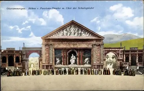 Ak Oberammergau in Oberbayern, Bühne, Passions-Theater, Chor der Schutzgeister