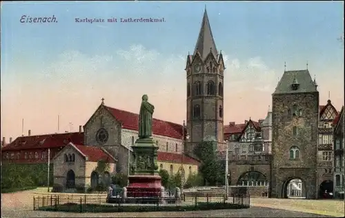 Ak Eisenach in Thüringen, Karlsplatz, Lutherdenkmal