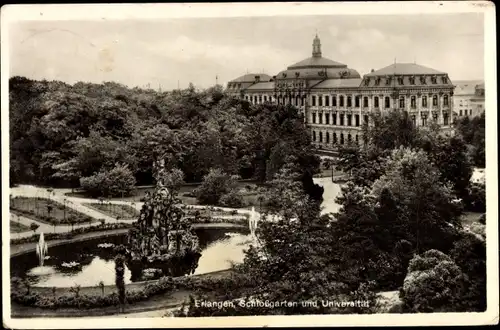 Ak Erlangen in Mittelfranken Bayern, Schlossgarten, Universität