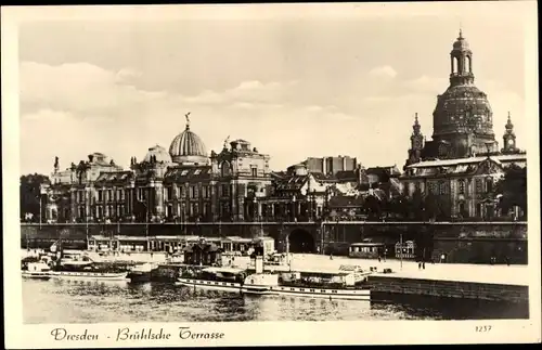 Ak Dresden Altstadt, Brühlsche Terrasse, Schiffe